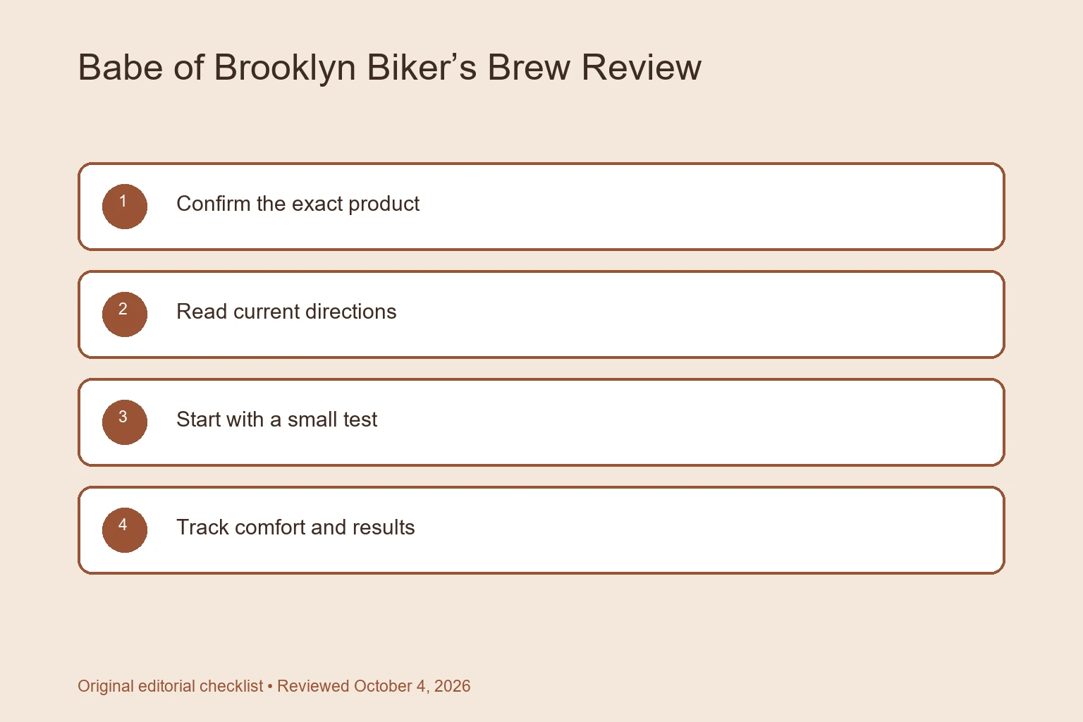 Babe of Brooklyn Biker’s Brew Review: Ingredients and Current Availability selection checklist