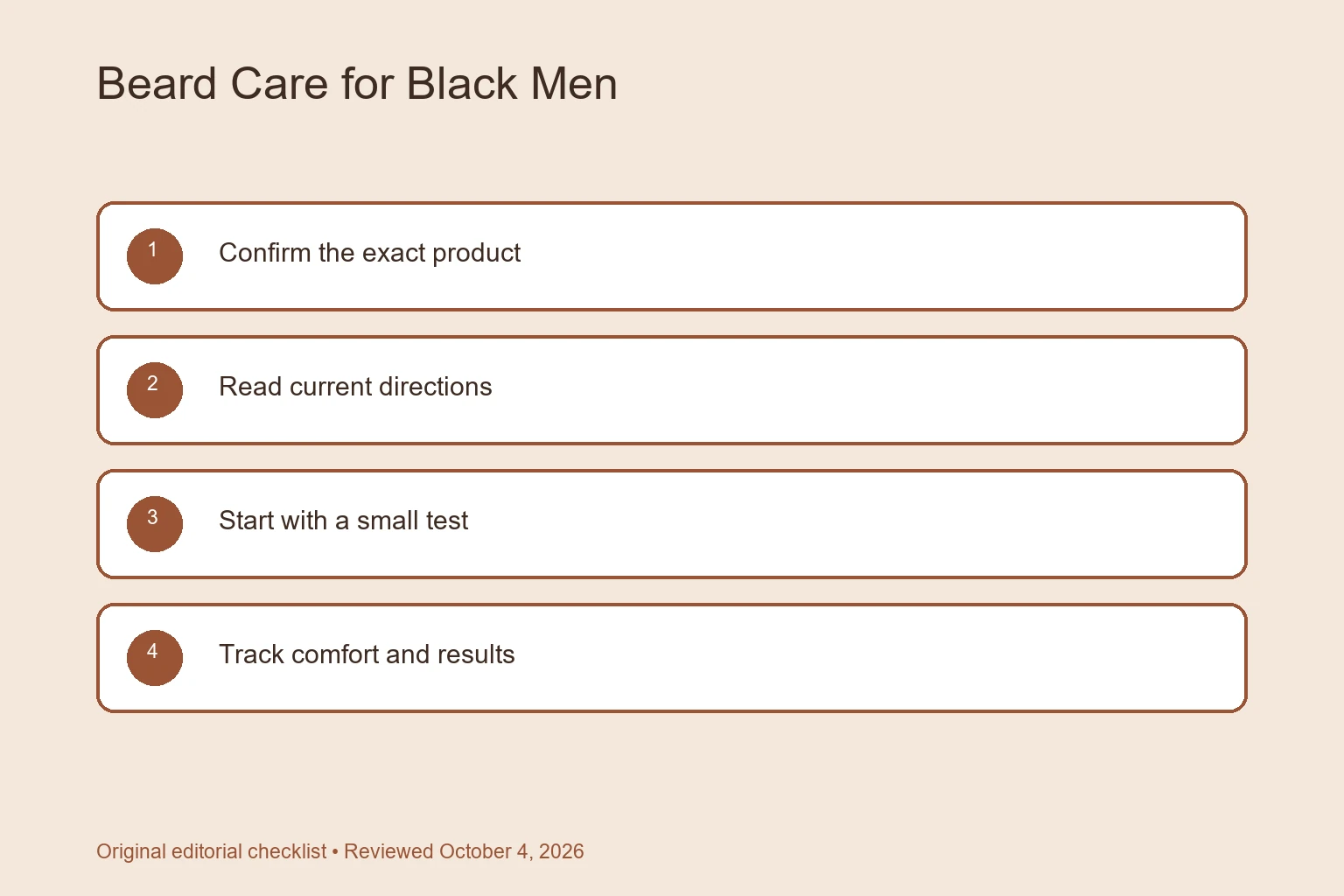 Beard Care for Black Men: Products, Technique, and Skin Comfort selection checklist