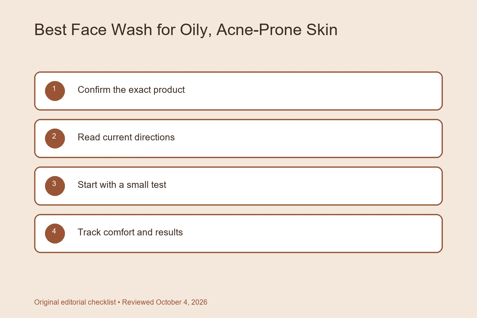 Best Face Wash for Oily, Acne-Prone Skin: Ingredient Guide selection checklist
