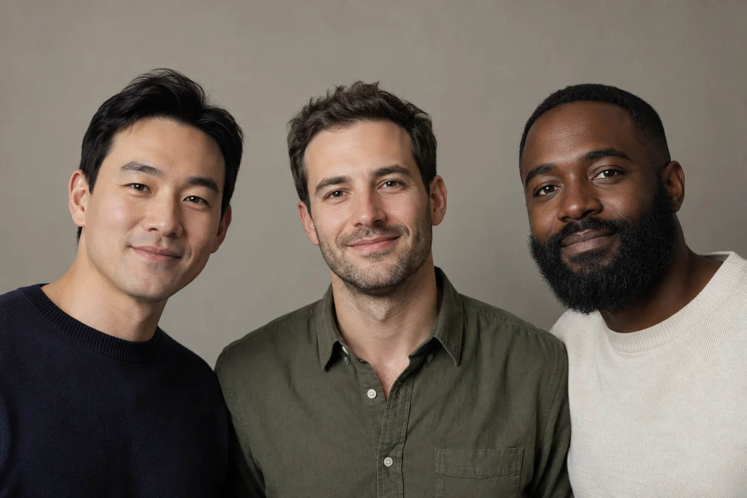 Men with clean-shaven, stubble, and full-beard facial hair