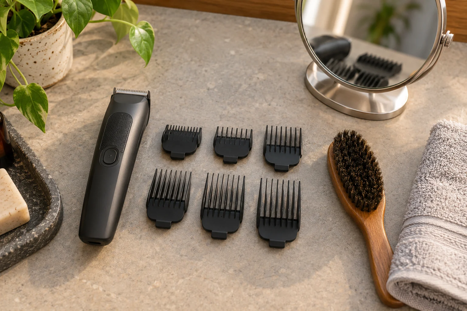 Beard trimmer with several guard lengths